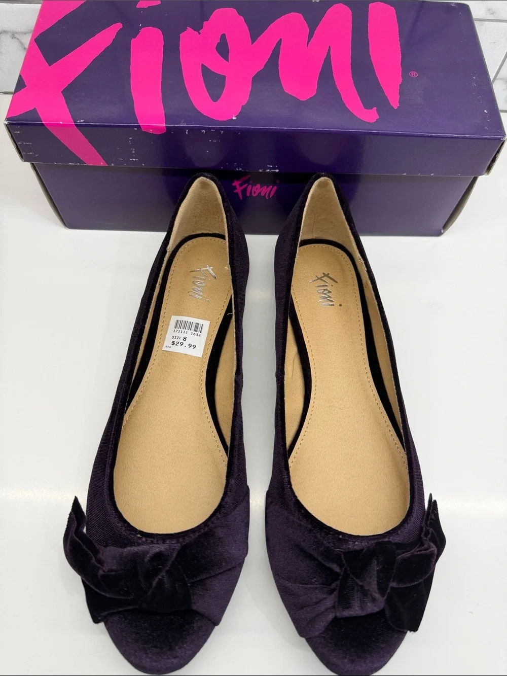 FIONI Clothing Plum Velvet Bow Slip-On Flats